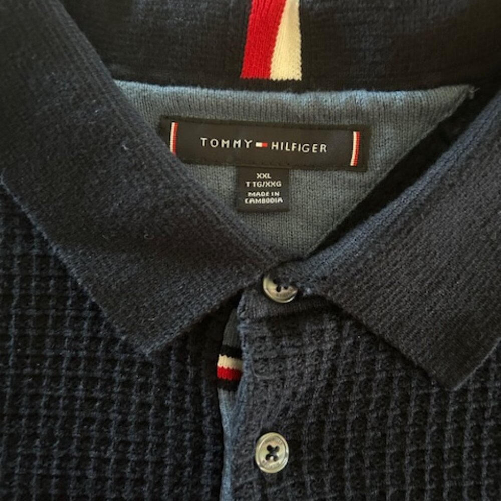 Tommy Hilfiger Men's Waffle Knit Short Sleeve Shirt – XXL – Navy Blue – New